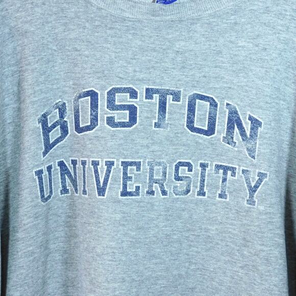Vintage 90s Champion Boston University Sweatshirt Size XL Gray Pullover Faded - Picture 4 of 6